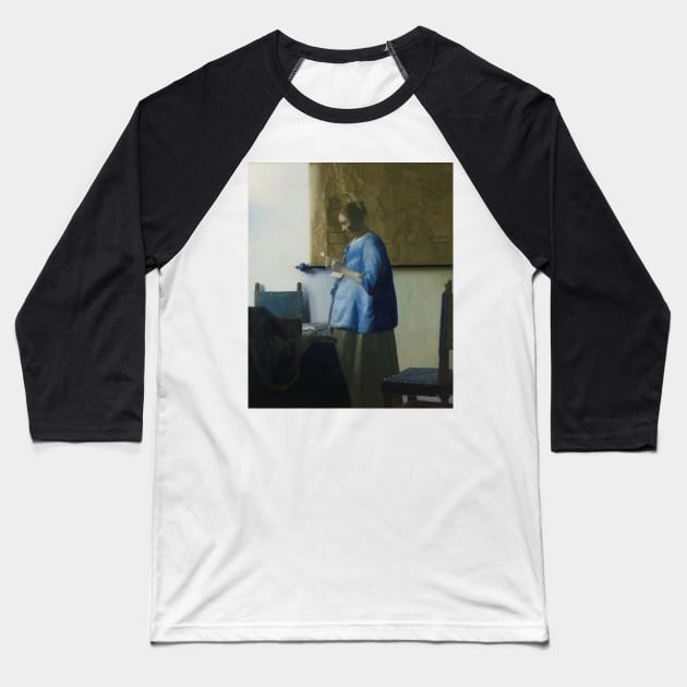 Vermeer - Woman Reading a Letter Baseball T-Shirt by SHappe